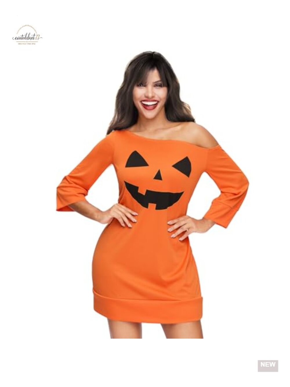 Pumpkin Costume Off Shoulder Dress Long Sleeve Halloween Cosplay